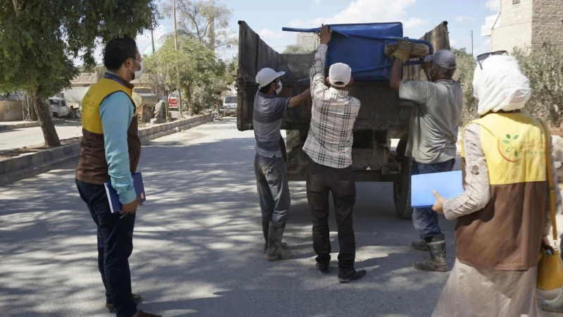 متابعة أعمال النظافة في منطقة ترمانين ضمن مشروع العمل الإستثنائي للإستجابة لإحتياجات المياه والصرف الصحي والنظافة في المنطقة