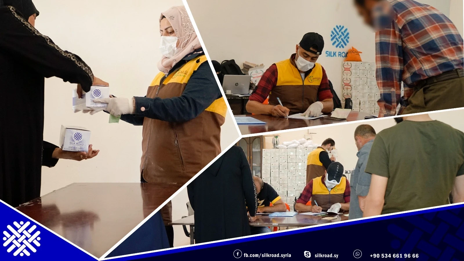 متابعة توزيع مواد النظافة الشخصية والأقنعة على السكان